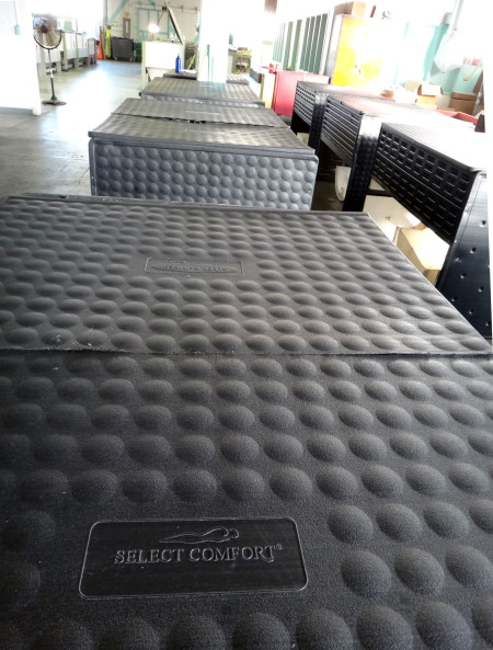 Worm breeder bins at Monroe Correctional Complex were constructed from re-used mattress parts; the worms live and breed in "Select Comfort"! Photo by Joslyn Rose Trivett.
