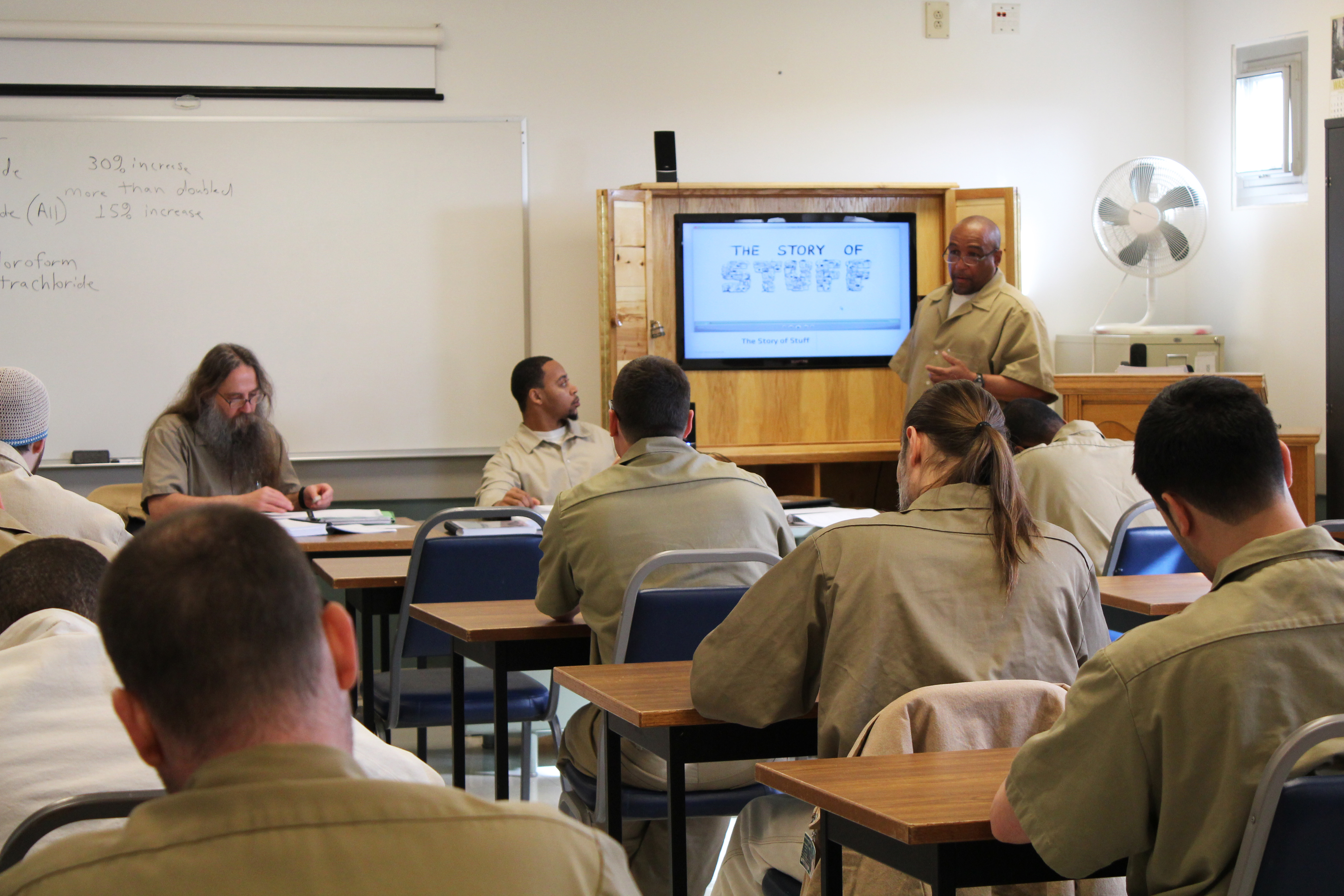 Instructors DuHaime, Walrond, and Mitchell facilitate conversation about the waste cycle