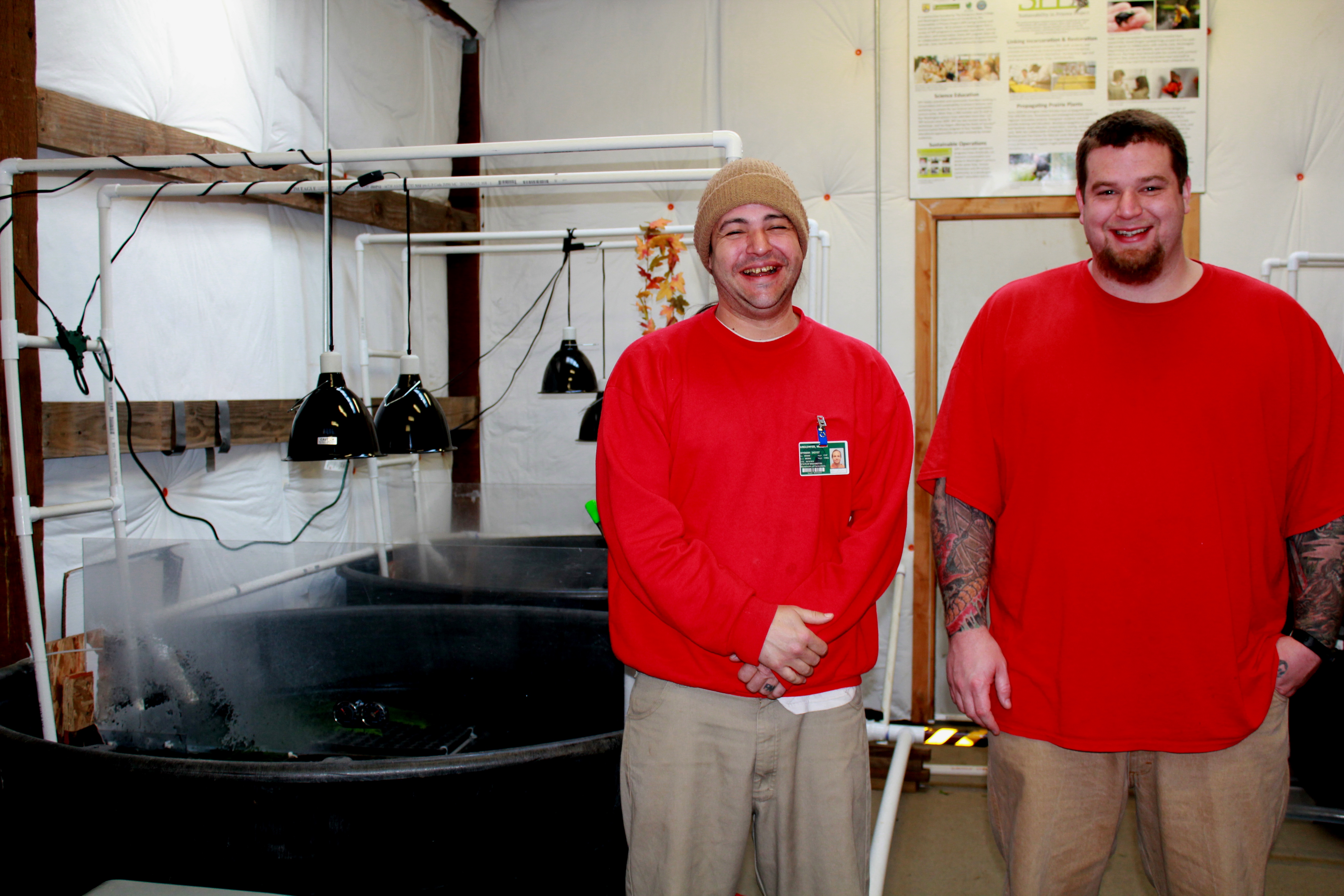 Anglemyer and Boysen in the turtle facility. Photo Credit: Sadie Gilliom