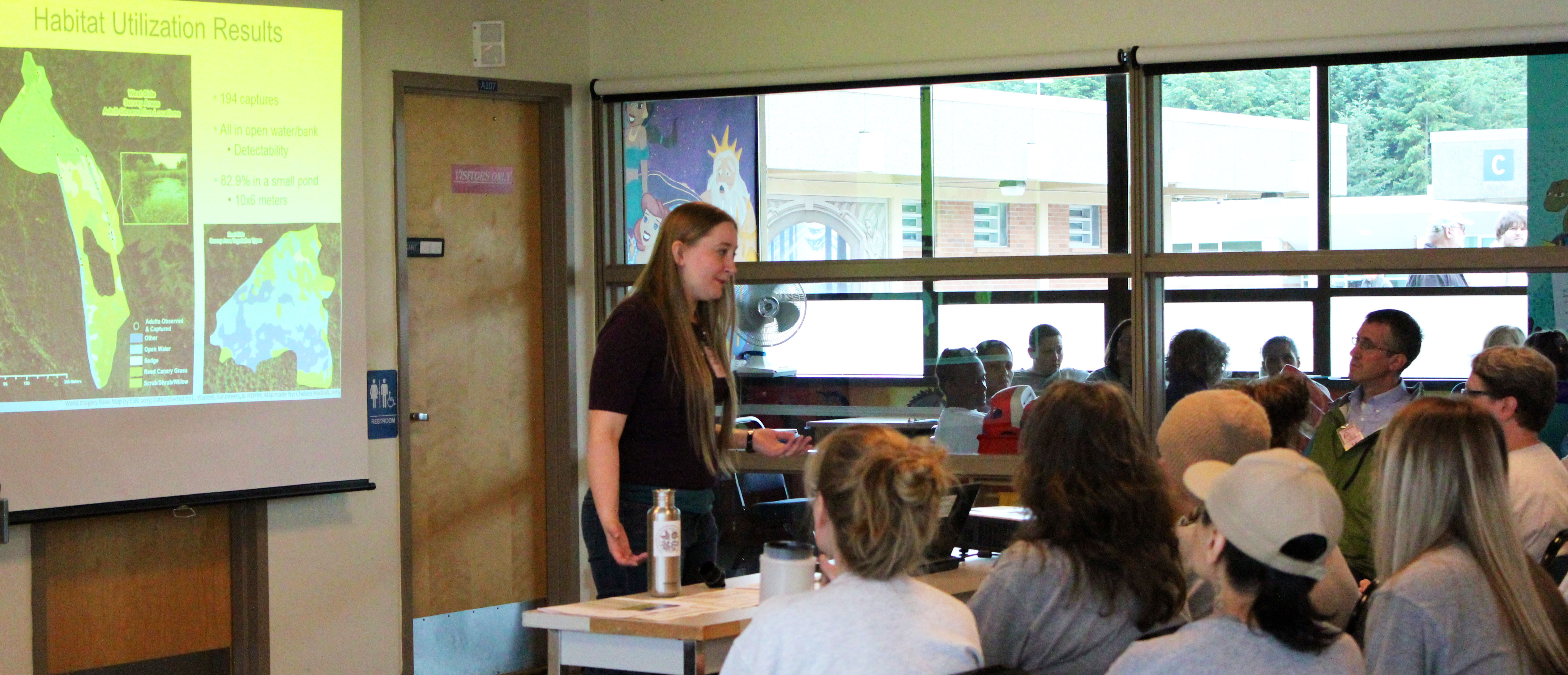 Chelsea Smith Waddell, recent MES graduate, giving a presenting on her thesis research.