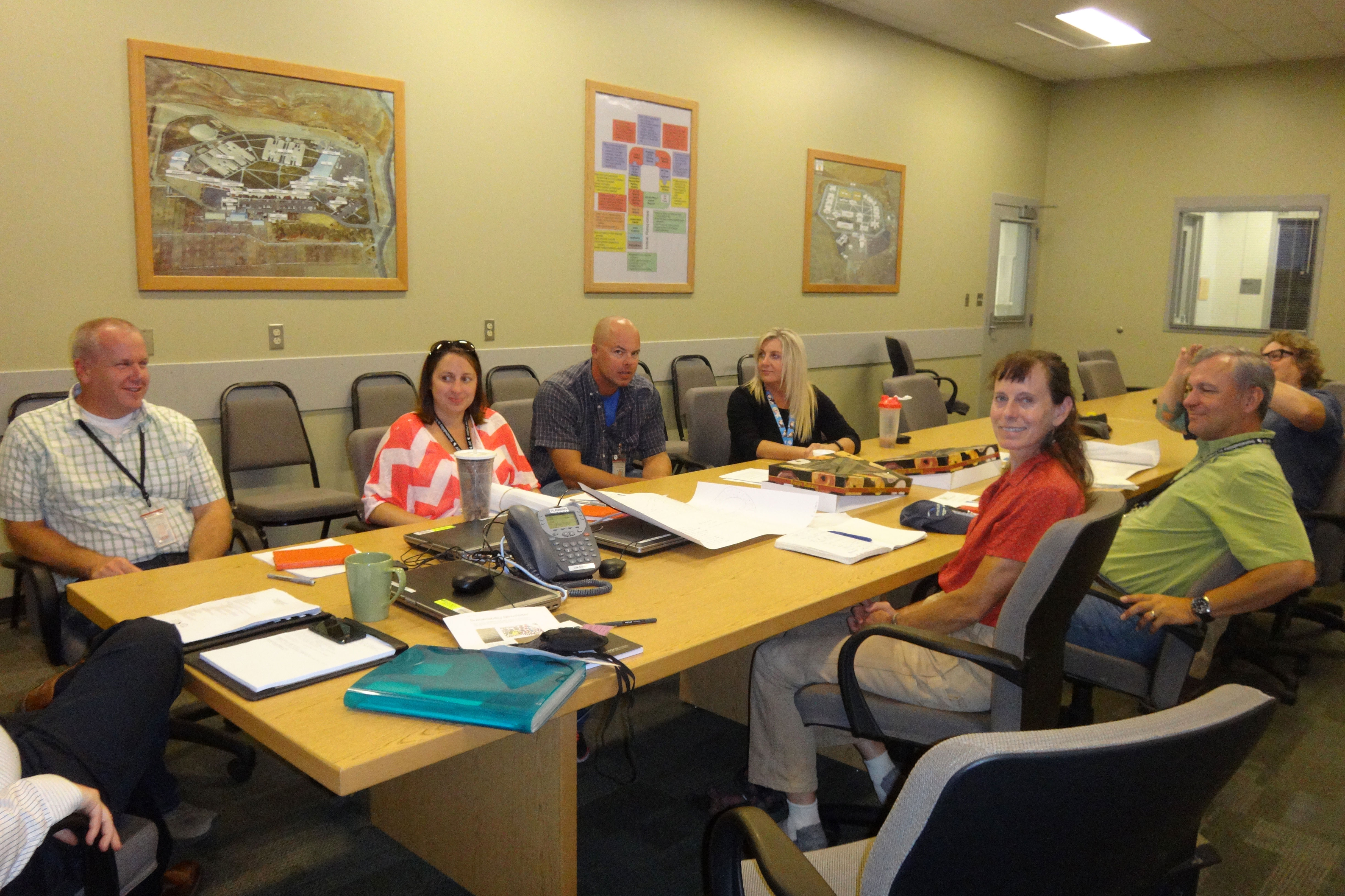 Here, CRCC’s superintendent, CRCC staff, Getchen Grabber, and representatives from IAE, DOC headquarters, and SPP meet to hash out critical details that will make the program a success. Photo by Kelli Bush.