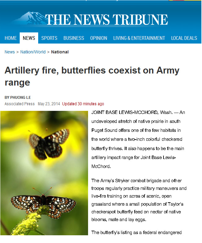 Artillery fire, butterflies coexist on Army range